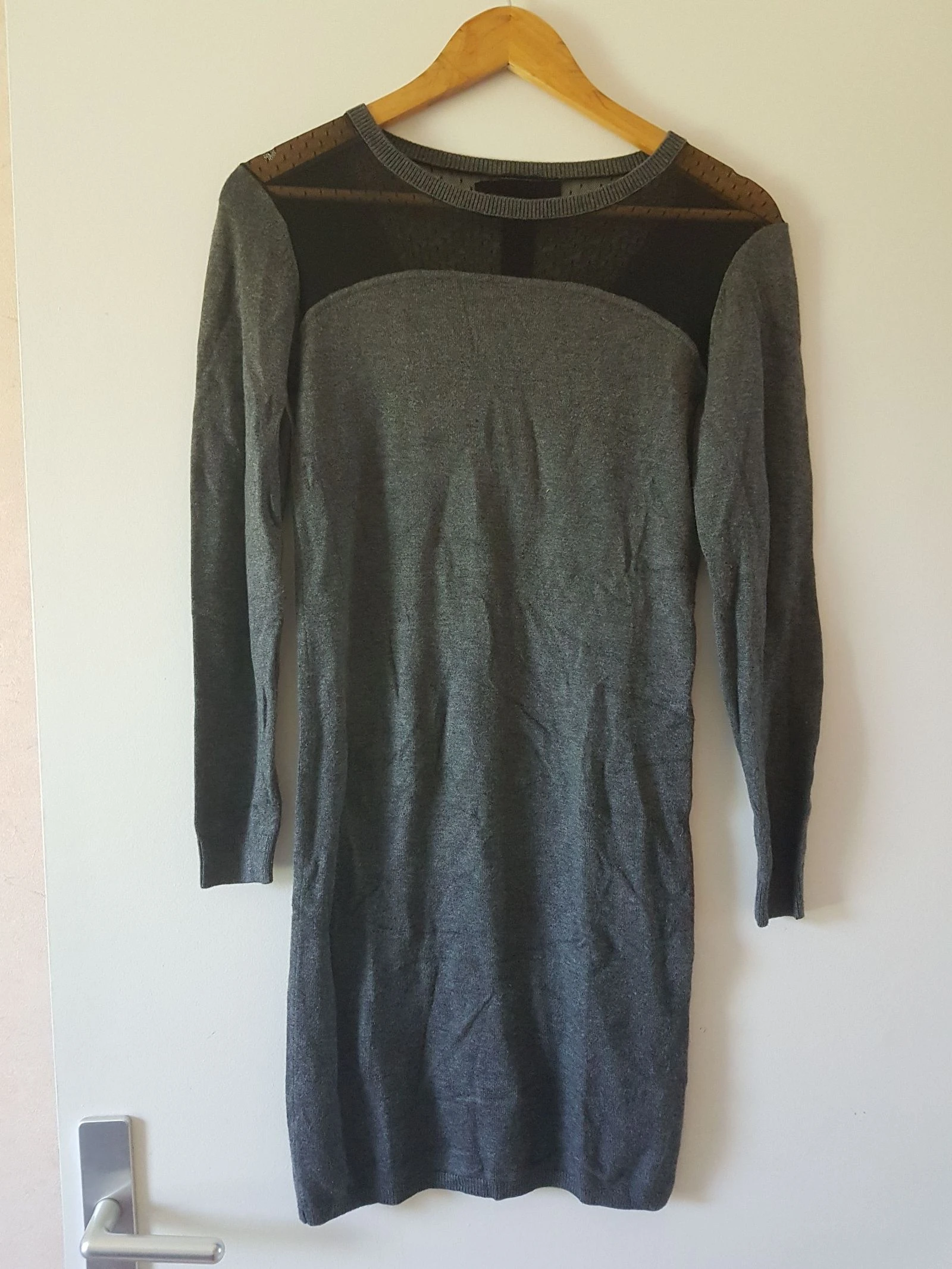 Robe robe pull etam grise anthracite 36 quasi neuf automne hiver chaud laine casual
